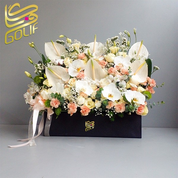 باکس گل تسلیت ترحیم ختم ارسال بهشت زهرا ارسال قبور ارسال رایگان زیبا لاکچری ارسال فوری سریع گل فروشی آنلاین گل فروشی گلیف golif جعبه گل زیبا لاکچری آنترویم لیلیوم ارکیده